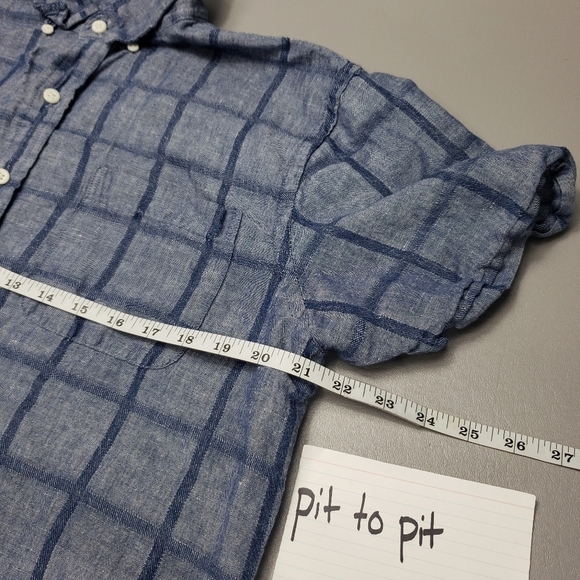 Mens izod 62% linen short sleeve blue button down shirt size large - Picture 7 of 9